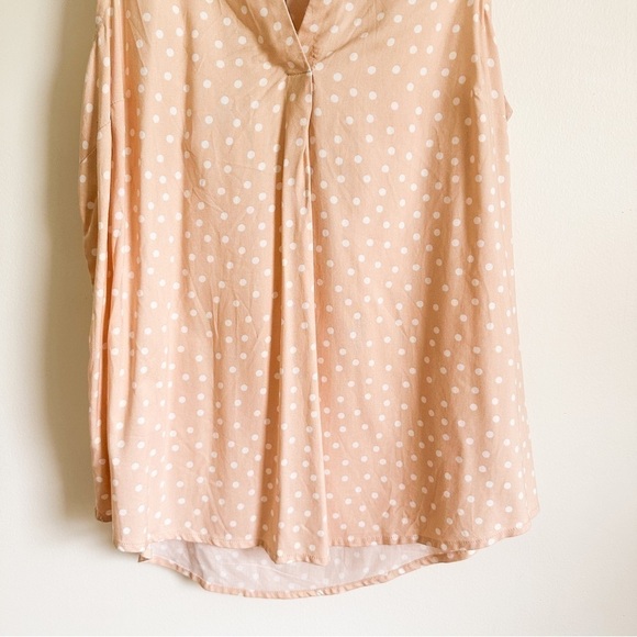 NWT A New Day cream Tan White Polka Dot Sleeveless Top sz Small - Picture 2 of 5